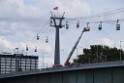 Koelner Seilbahn Gondel blieb haengen Koeln Linksrheinisch P097